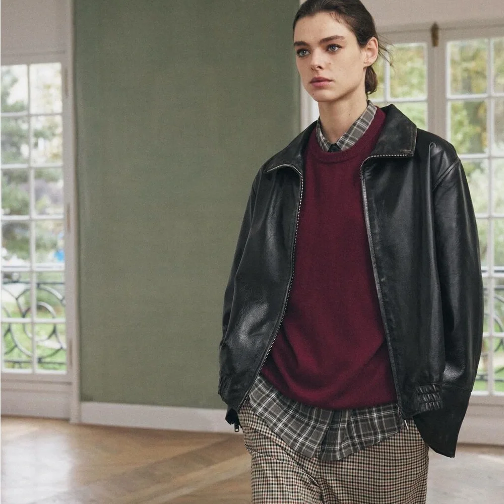 ZARA 100% LEATHER JACKET ZW COLLECTION size XS